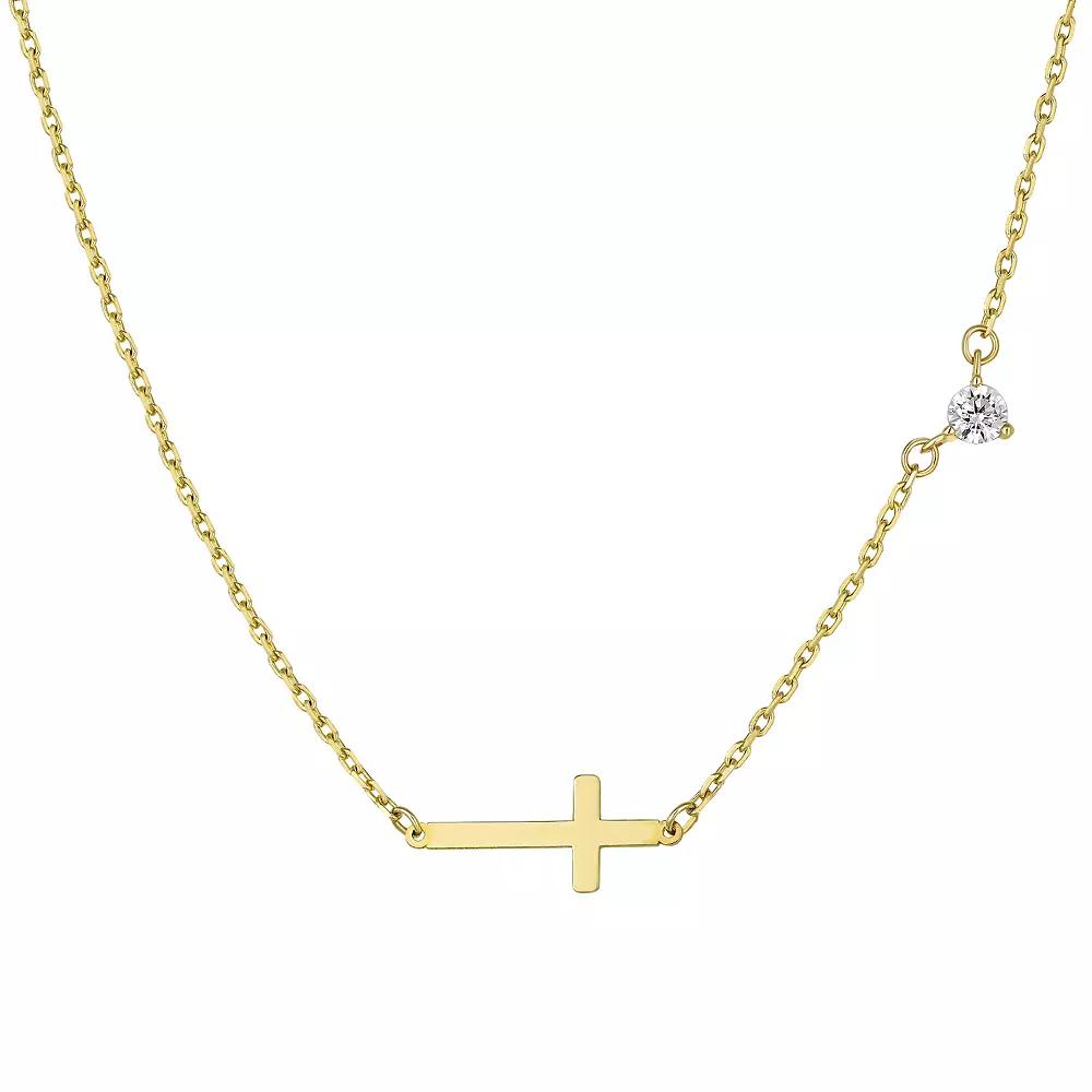 Taylor Grace 10k Gold Sideways Cross Necklace, Women's, Size: 17" Product Image