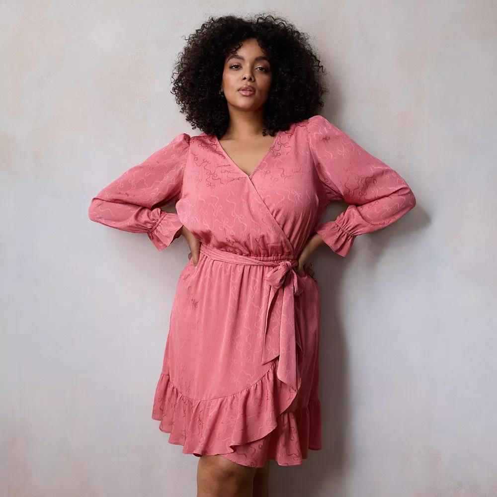 Plus Size LC Lauren Conrad Mini Wrap Dress, Women's, Size: 3XL, Jeannie Pink Product Image