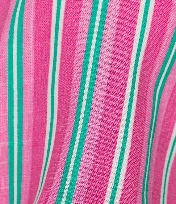 Copper Key Coordinating Stripe Printed Linen Blend Tie Front Tank Top Product Image