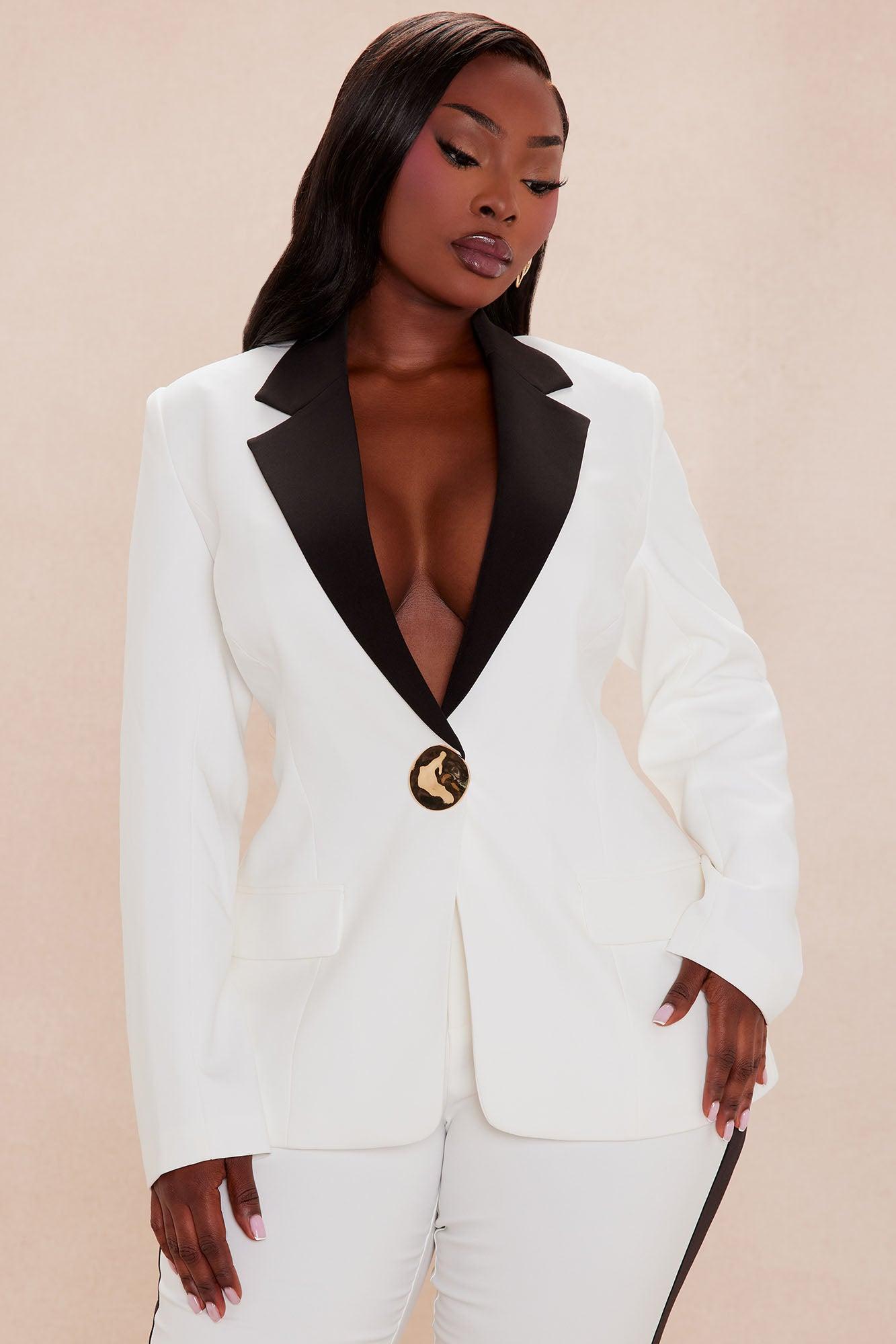 Allisse Blazer Suit Set - White/Black Female Product Image