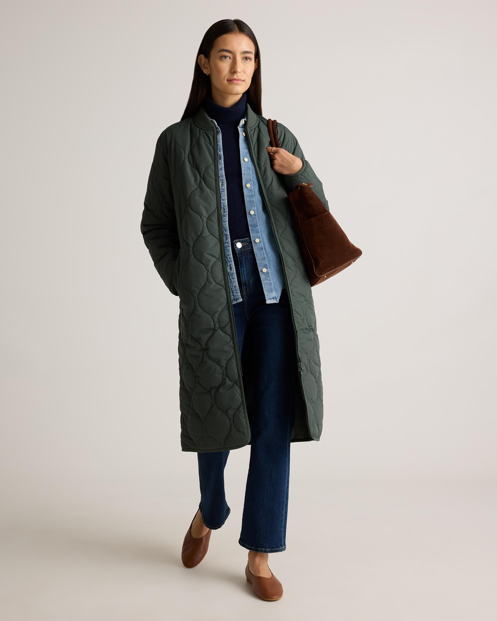 Quince | Women's Featherless Quilted Puffer Long Coat Size XL, Recycled Polyester Product Image