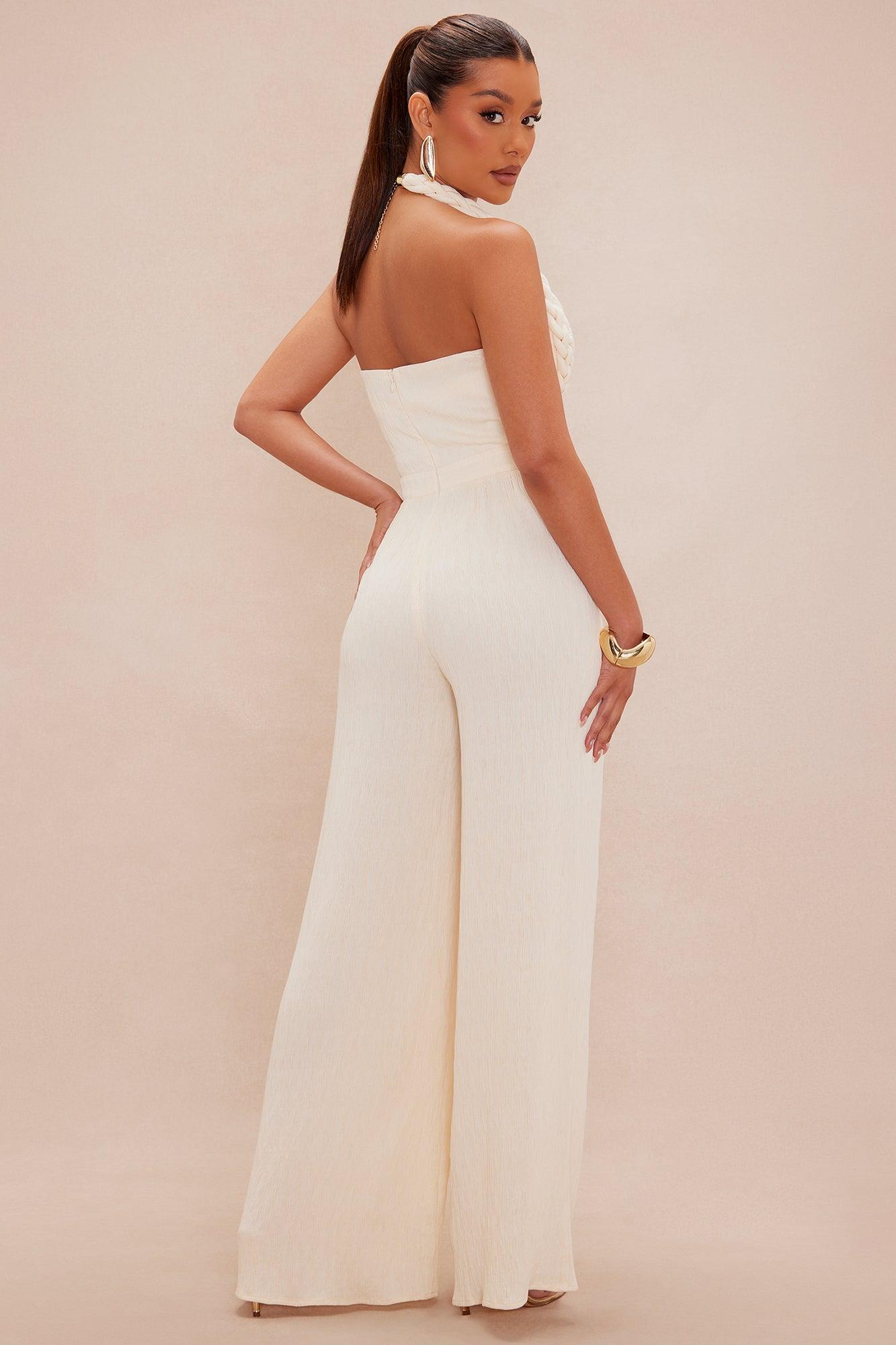 Chelsea Textured Jumpsuit - Cream Female Product Image