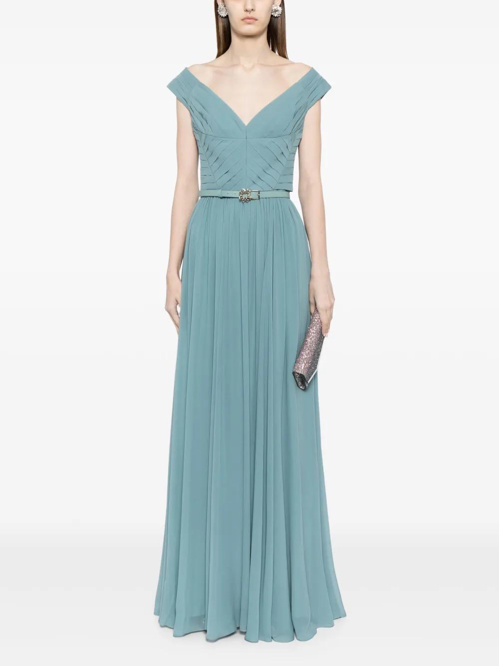 off-the-shoulder silk dress Product Image