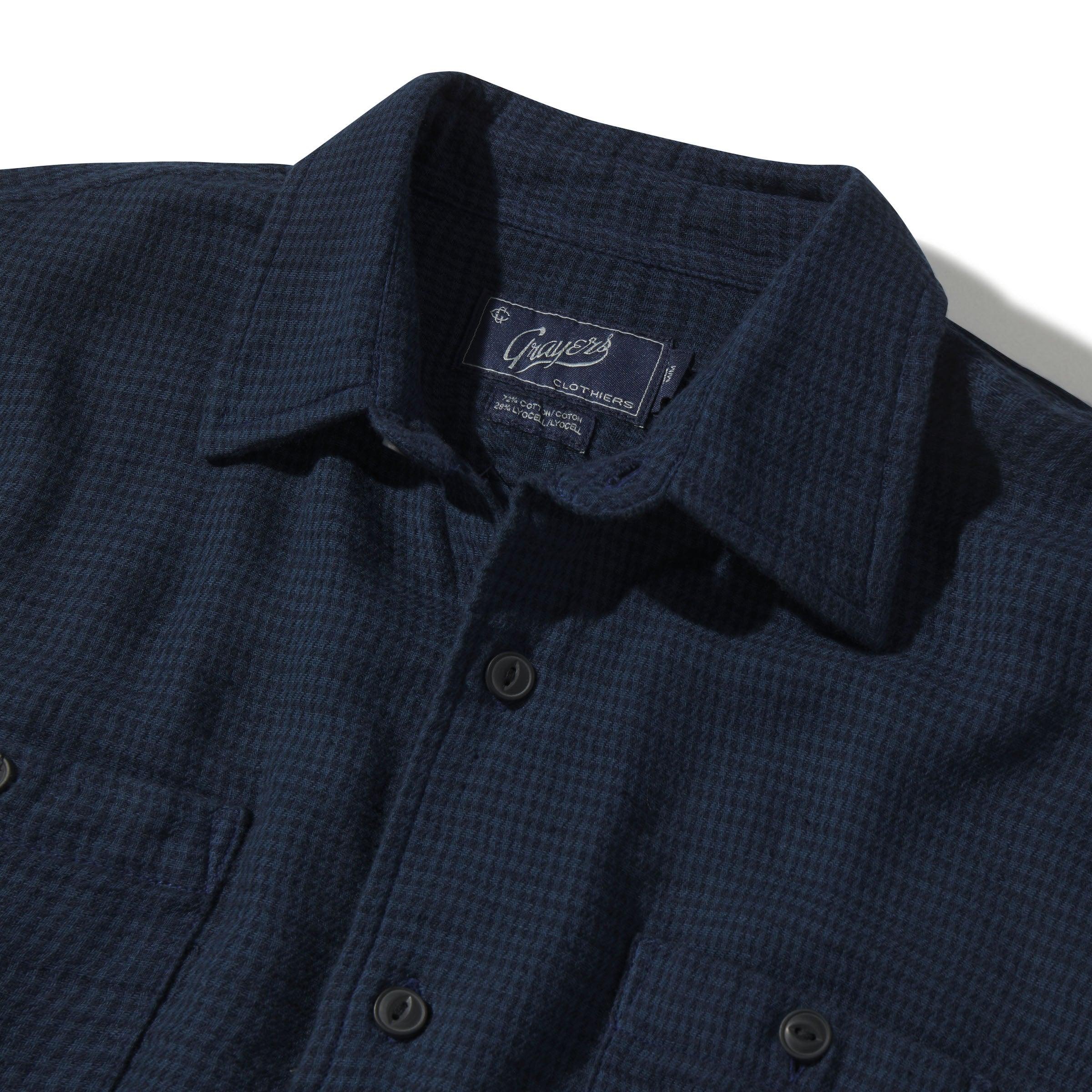 Houndstooth Double Cloth Workshirt - Sky Captain Navy Product Image