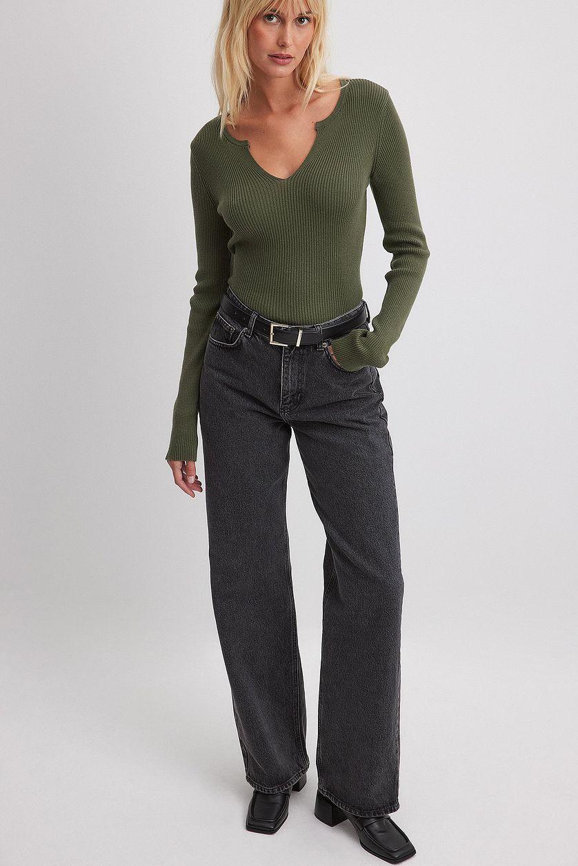 V-detail Light Rib Knitted Sweater Product Image