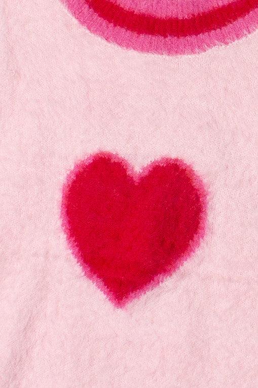 Short Sleeve Heart Eyelash Sweater Product Image