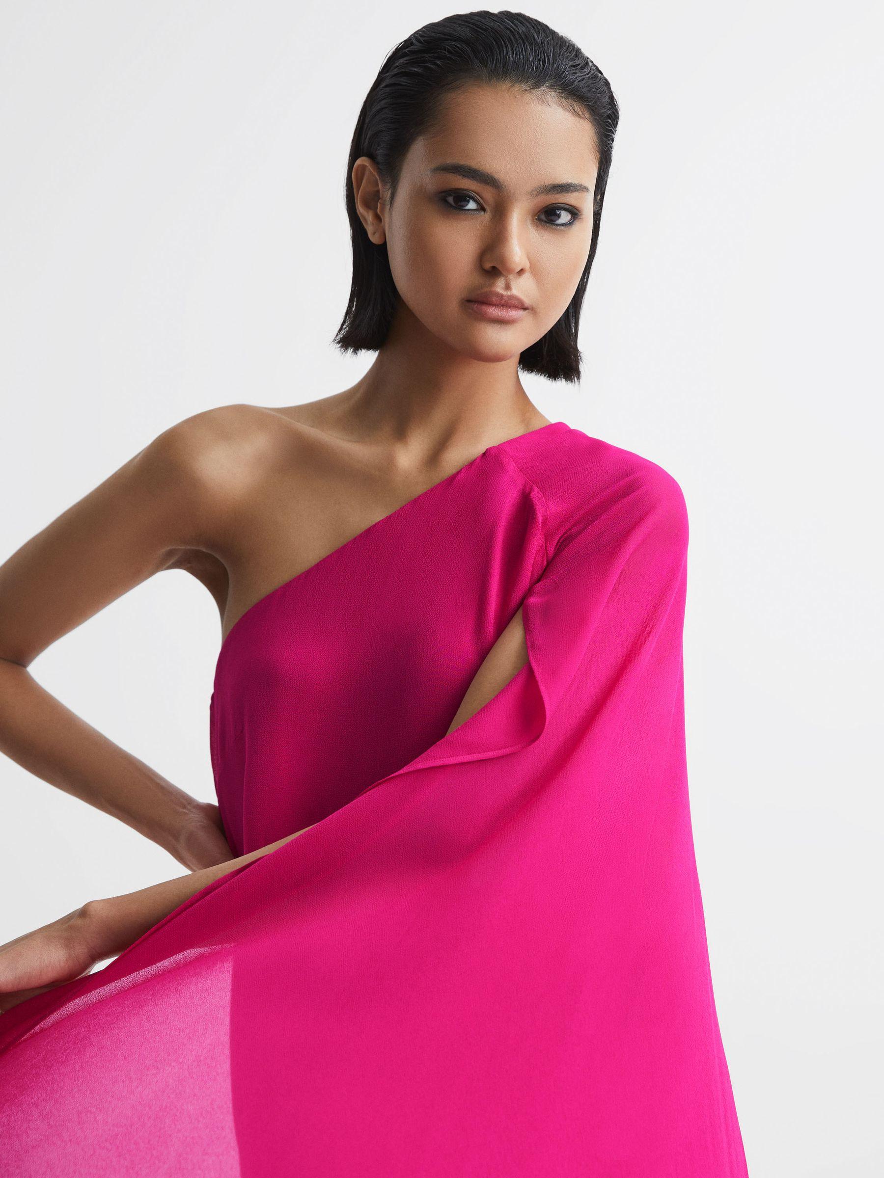 Sheer Cape Sleeve Mini Dress in Pink Product Image