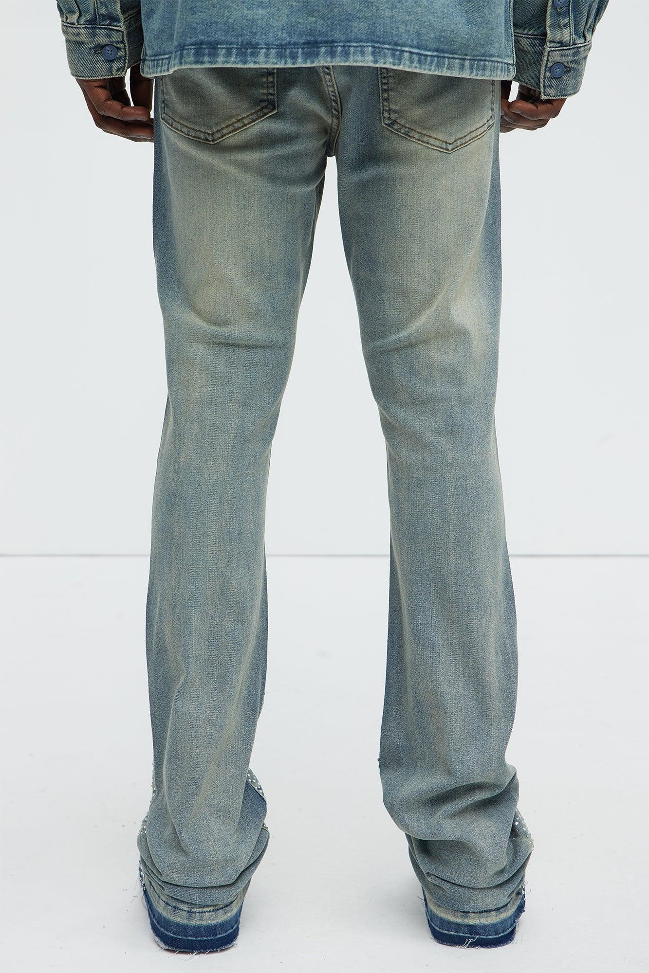 Stacked Skinny Flare On My Bling Distressed Jeans - Medium Blue Wash Product Image