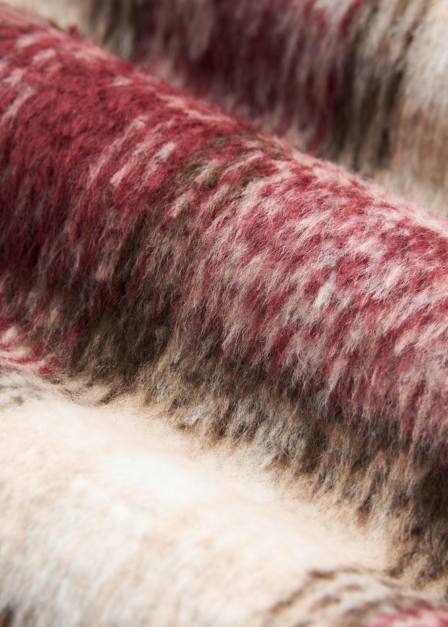 Brushed Flannel Overshirt for Tall Men in Ecru and Red Plaid Male Product Image