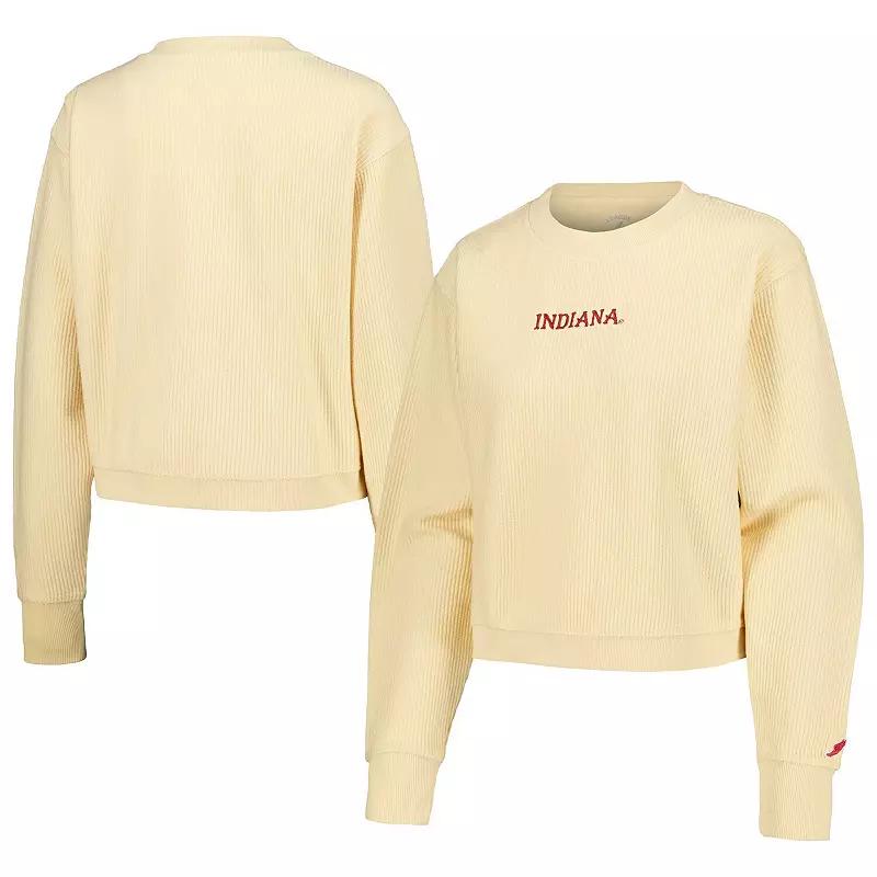 Women's League Collegiate Wear Cream Indiana Hoosiers Timber Cropped Pullover Sweatshirt,  Product Image