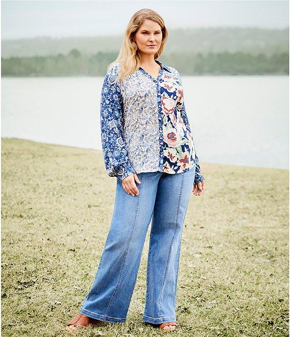 Nurture by Westbound Plus Size Woven Long Sleeve Floral Print Button Down Top Product Image