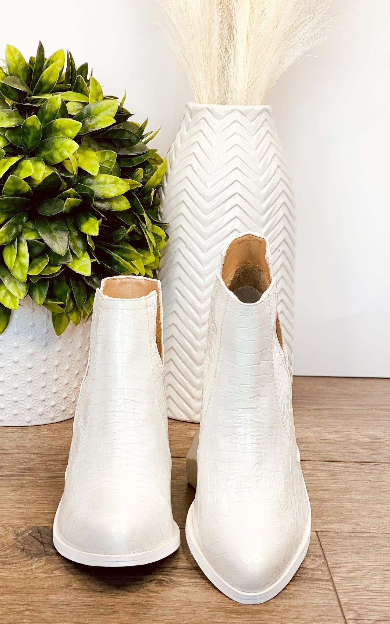 Tarim Bootie in White Croc (Online Exclusive) Product Image