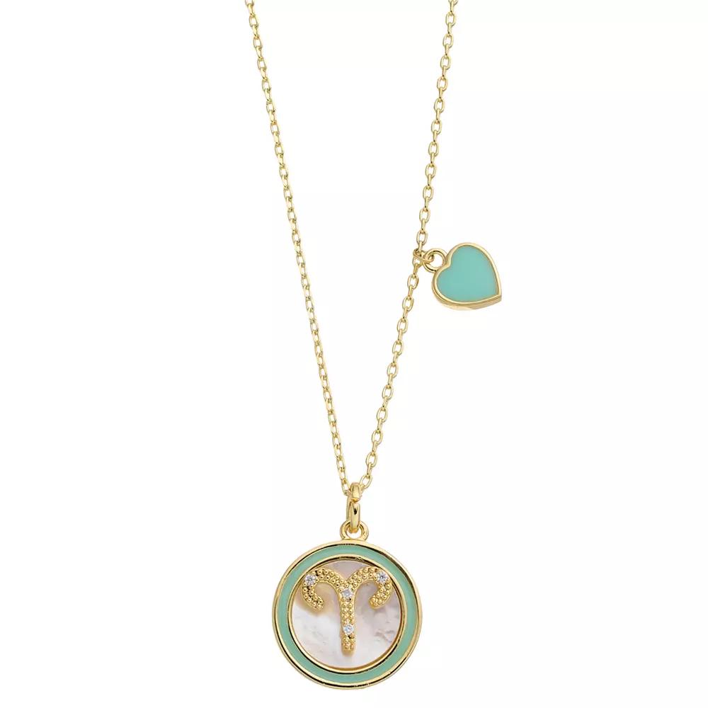 City Luxe Mother of Pearl Pisces Gold Pendant Necklace, Women's,  Product Image