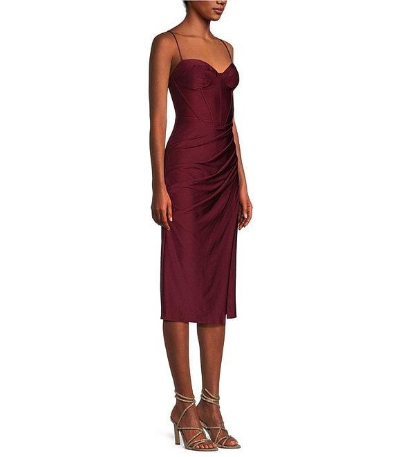 B. Darlin Spaghetti Strap Sweetheart Neck Corset Midi Dress Product Image