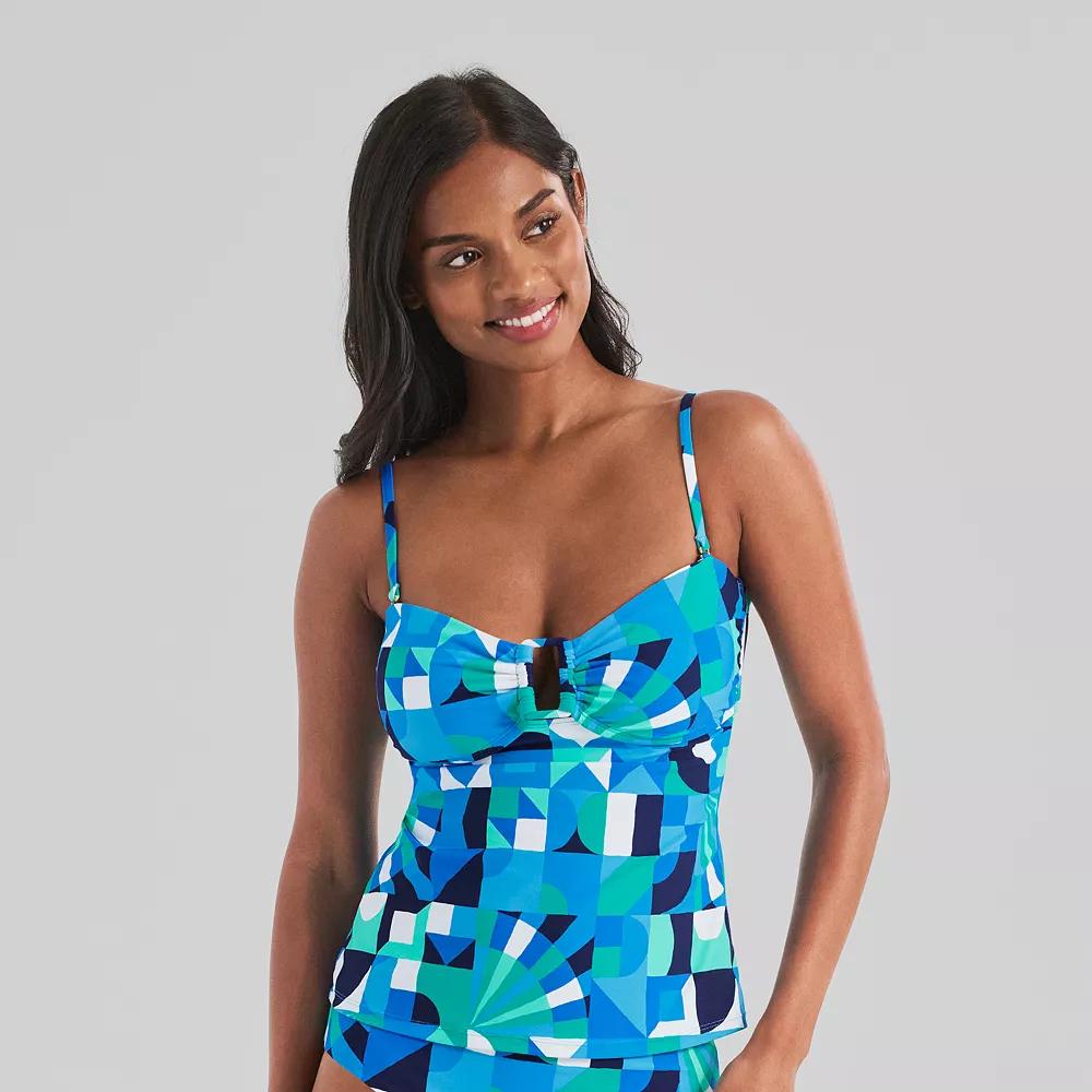 Women's Freshwater Square Ring Bandeau Tankini Top, Size: Large, Kaleidoscope Blue Product Image