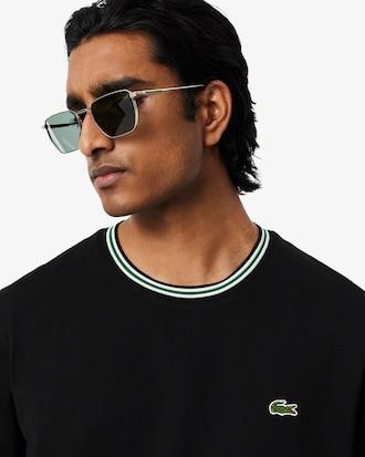 Men's Regular Fit Ribbed Collar Cotton T-Shirt Product Image