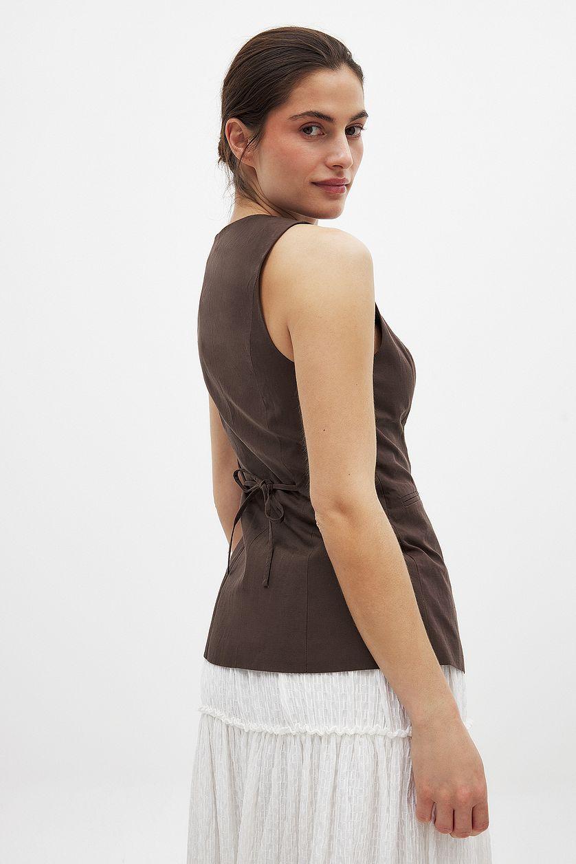 Linen Blend V Neck Vest Product Image