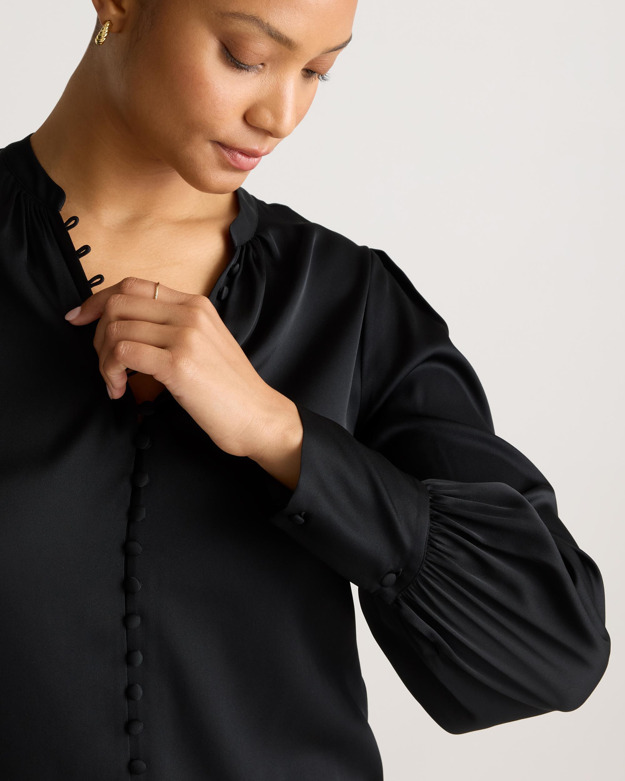 Quince | Women's Washable Stretch Silk Peasant Blouse Size XS Product Image