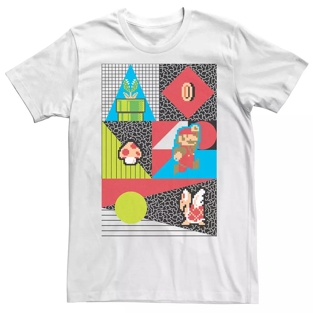 Men's Nintendo Super Mario Bros Geometric Retro Short Sleeve Tee,  Product Image