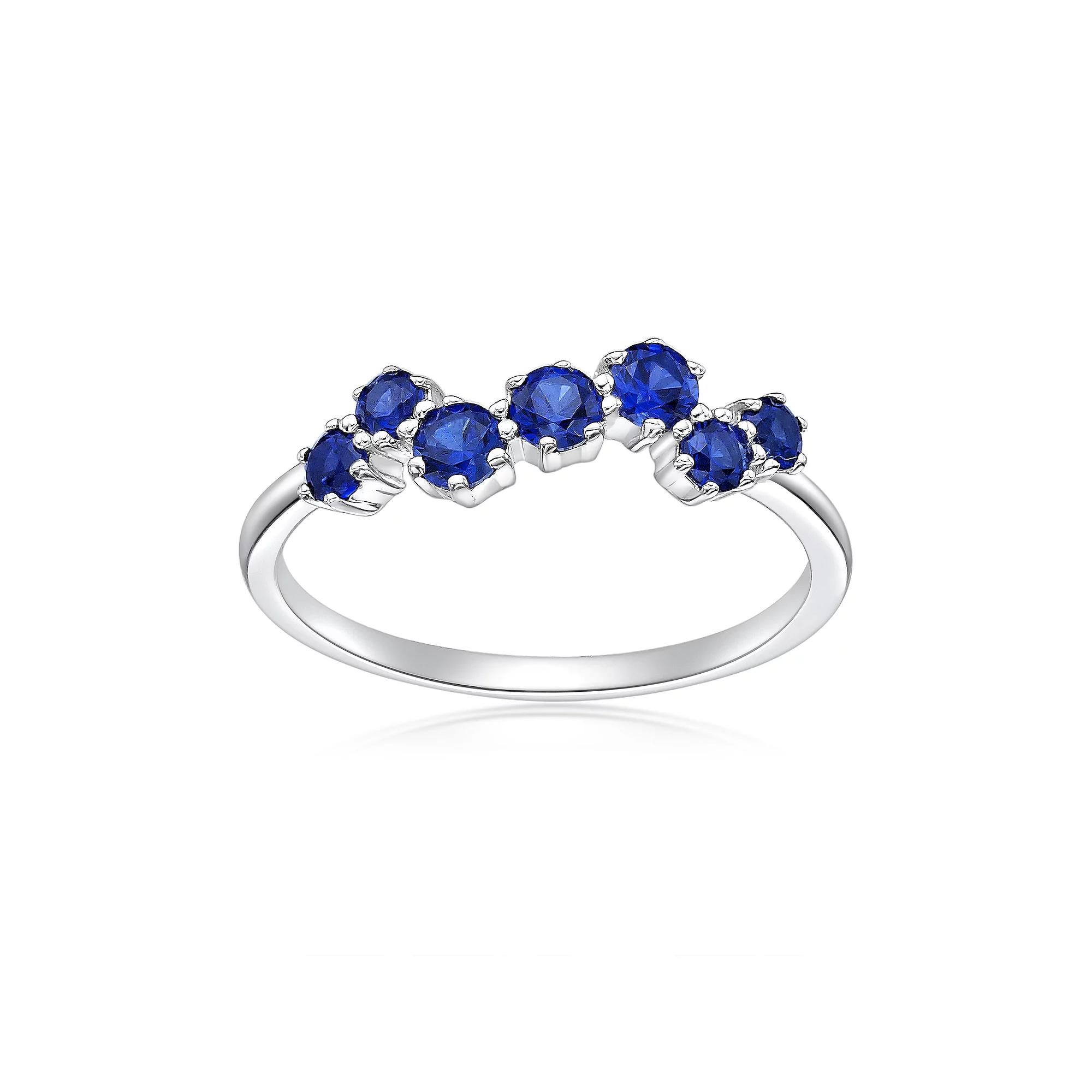 Gemminded Sterling Silver Lab-Created Gemstone 7-Stone Ring, Women's, Size: 5, Sterling Cr Blue Product Image