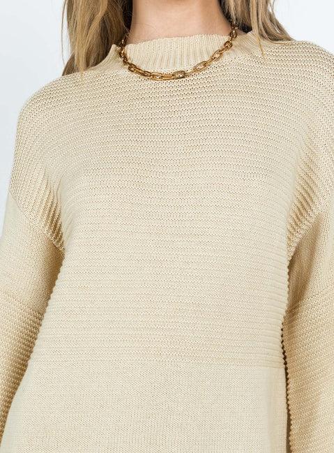 Cheyenne Knit Sweater Dress Beige Product Image