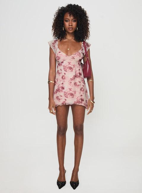 Trigg Mini Dress Pink Floral Product Image