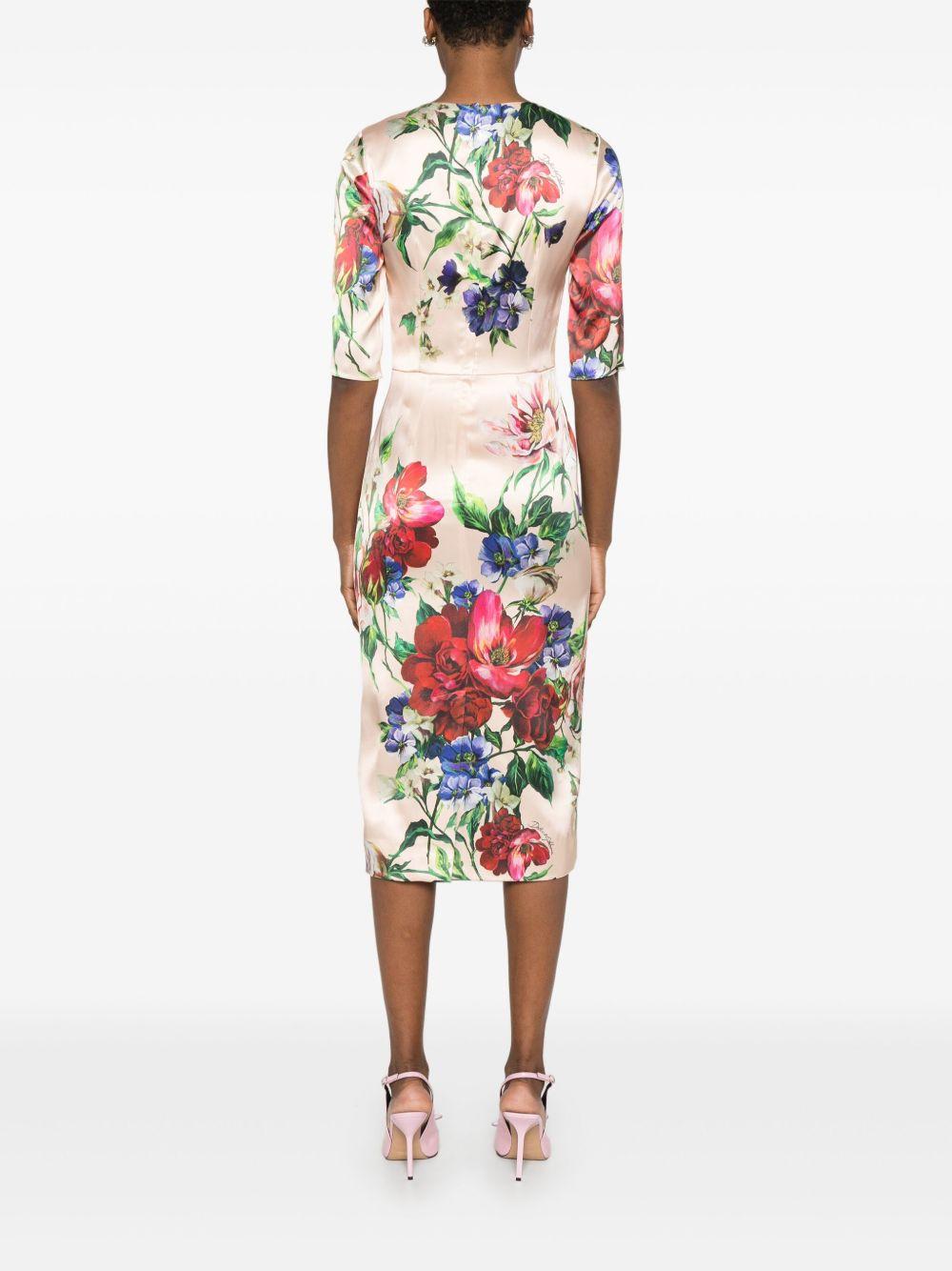DOLCE & GABBANA Women Flower Print Midi Dress In Neutral Product Image
