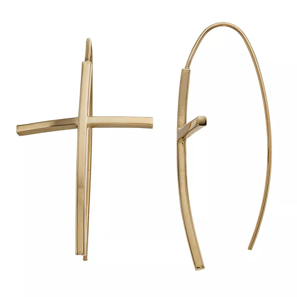 14k Gold Cross Earrings, Women's Product Image