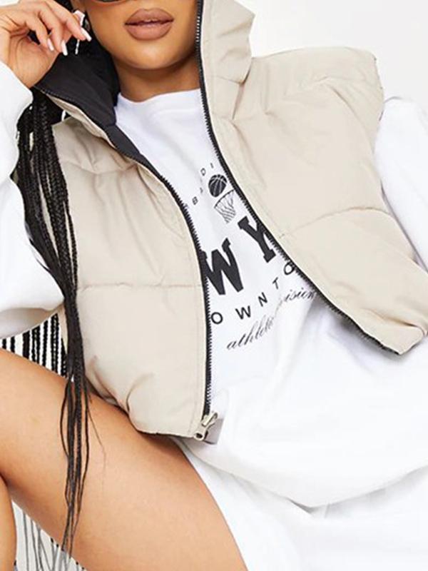 Contrast Color Lapel Neck Reversible Wear Jacket Product Image