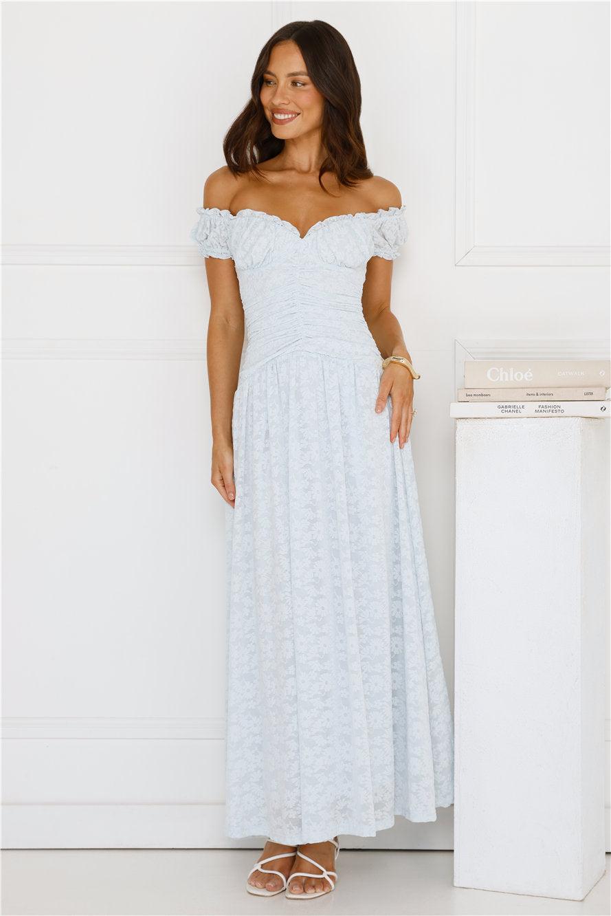 Soft Serve Off Shoulder Maxi Dress Blue Product Image
