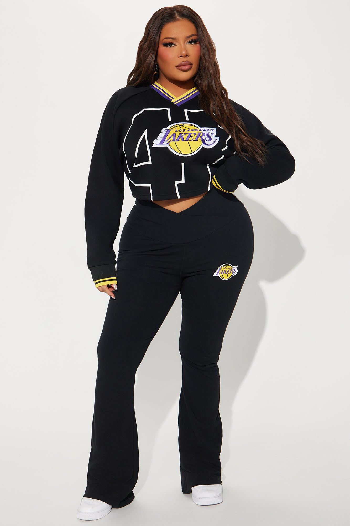 Lakers Courtside Wide Leg Pant - Black Product Image