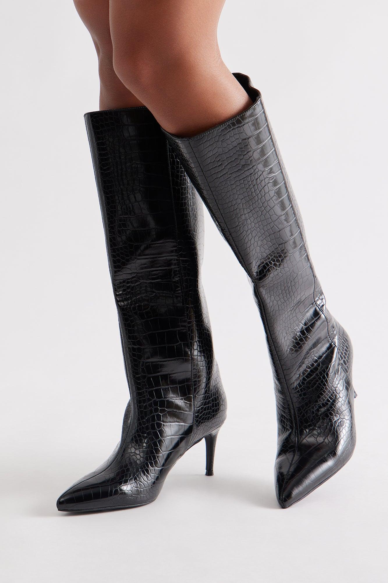 Nomade Stiletto Knee High Boots - Black/combo Female Product Image