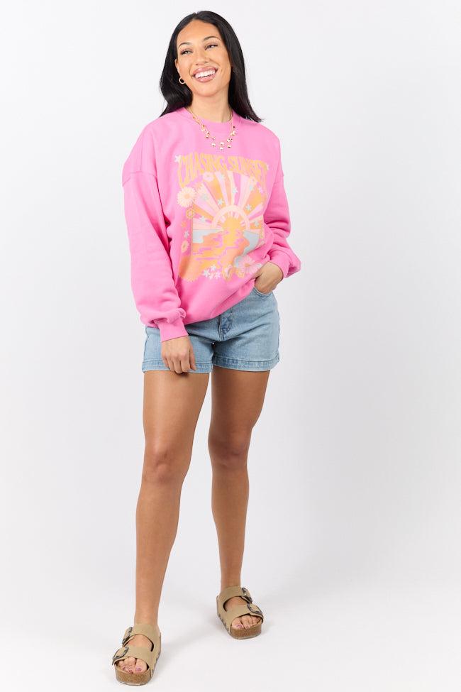 Chasing Sunsets Pink Graphic Sweatshirt Product Image