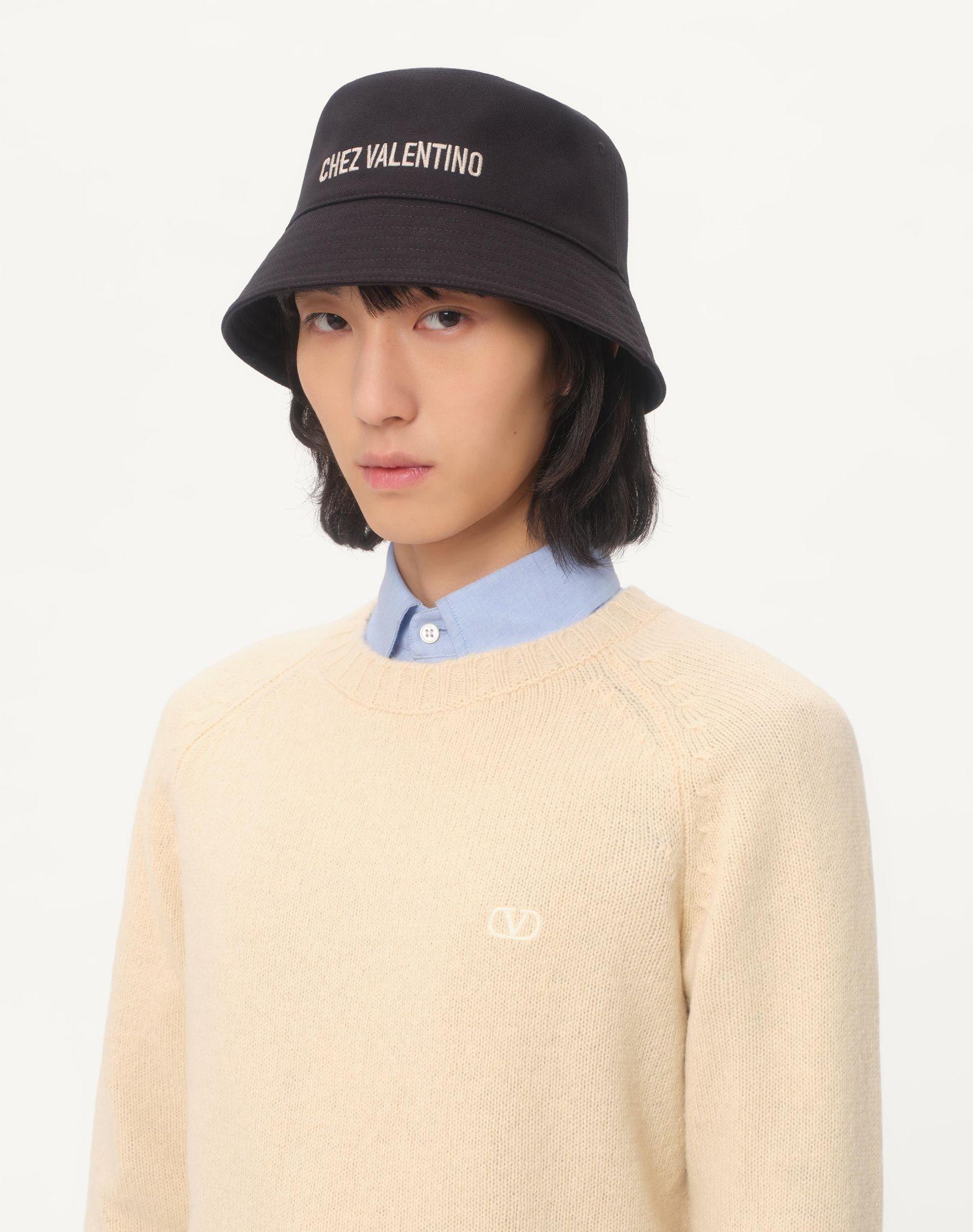 Chez Valentino Cotton Bucket Hat With Embroidery Product Image