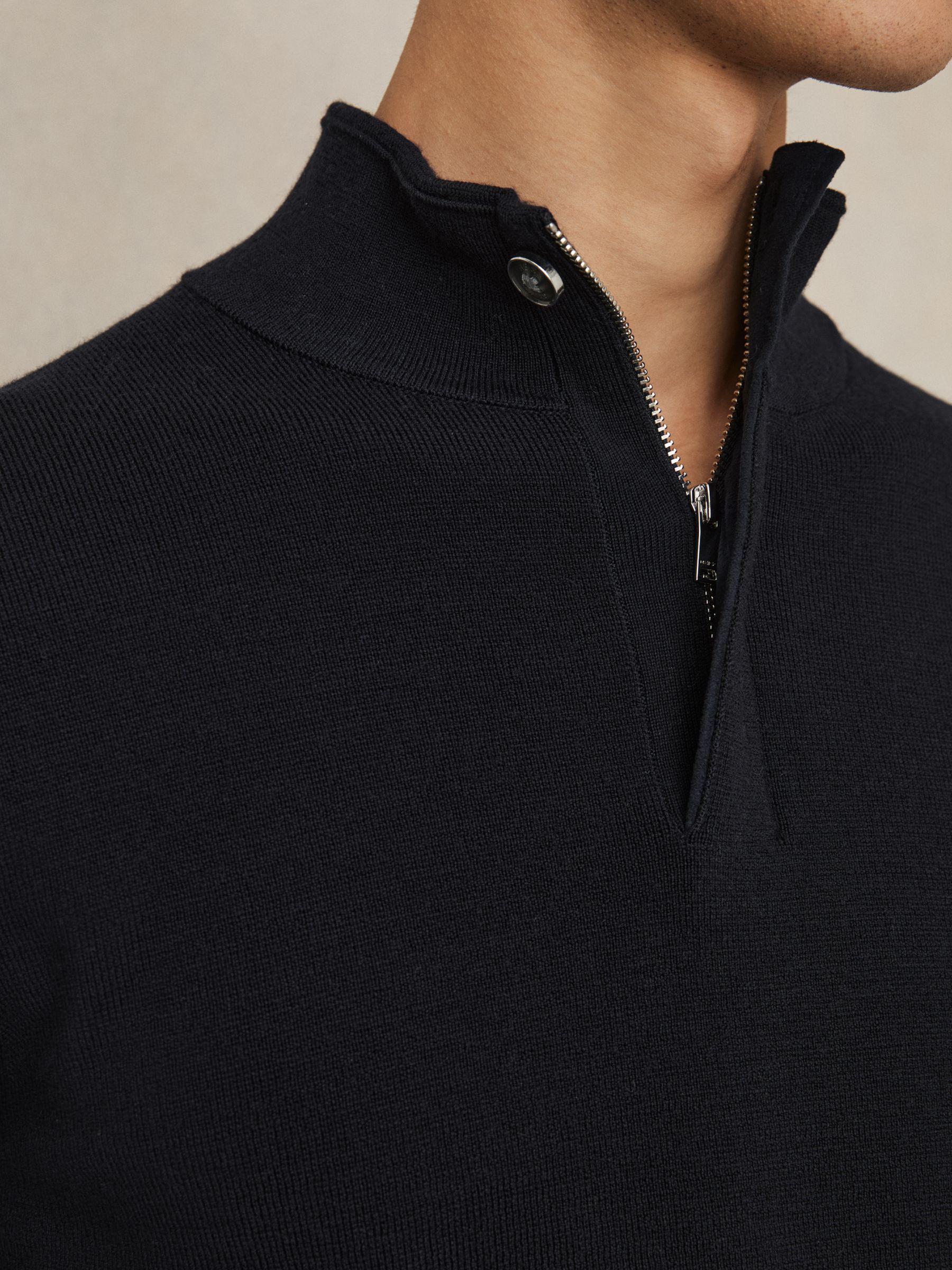 Merino Wool Half-Zip Jumper in Navy Product Image