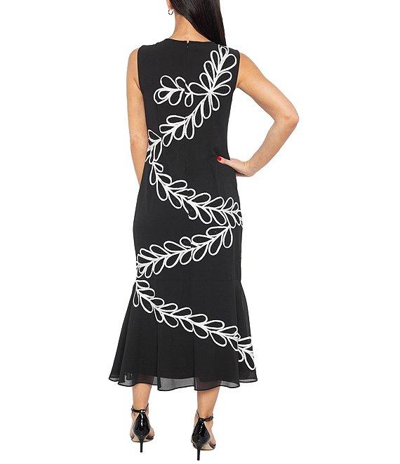 Marina Sleeveless Soutache Chiffon Fit and Flare Dress Product Image