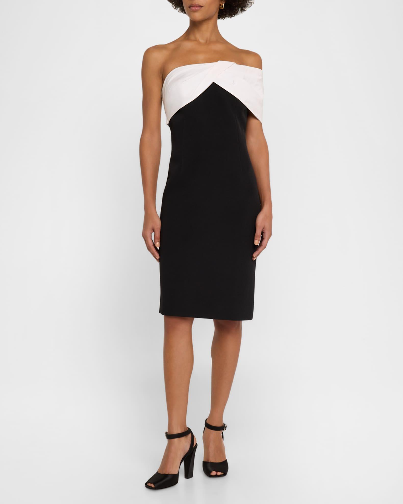 Off-Shoulder Crepe & Taffeta Dress Product Image