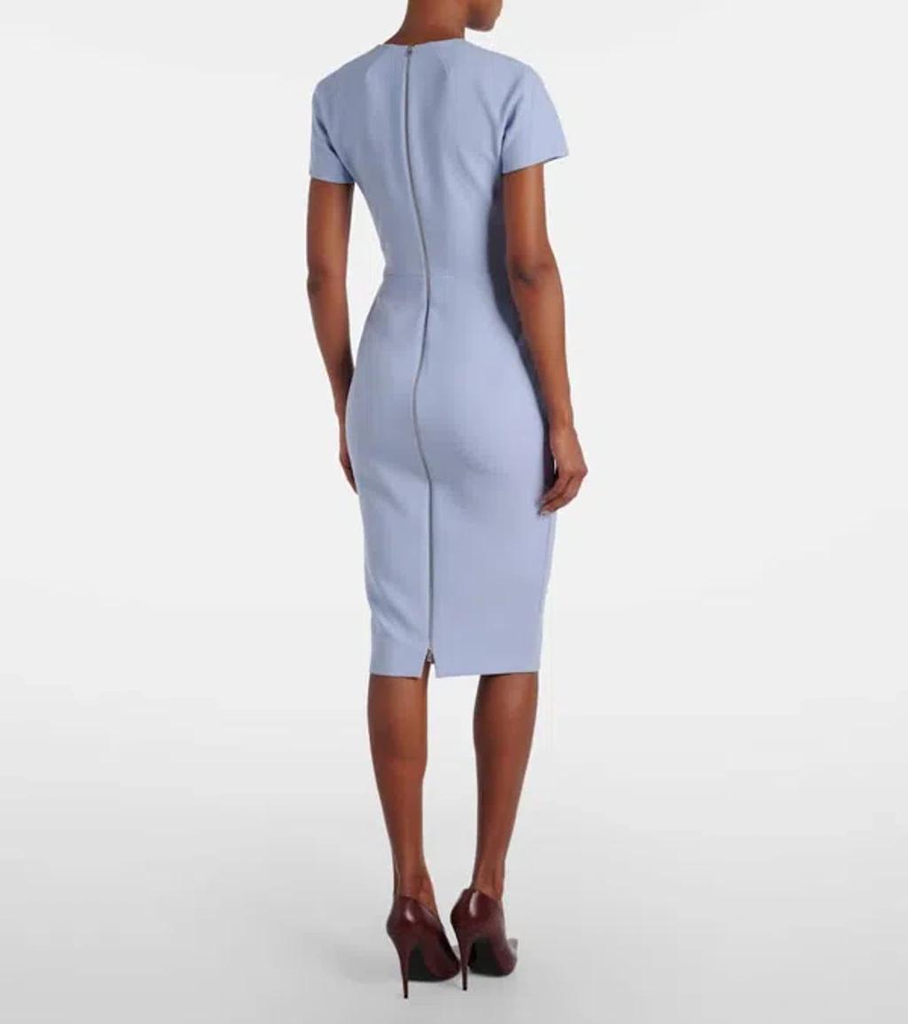 VICTORIA BECKHAM Crepe Dress Crew Neck Fitted Silhouette In Blue Product Image