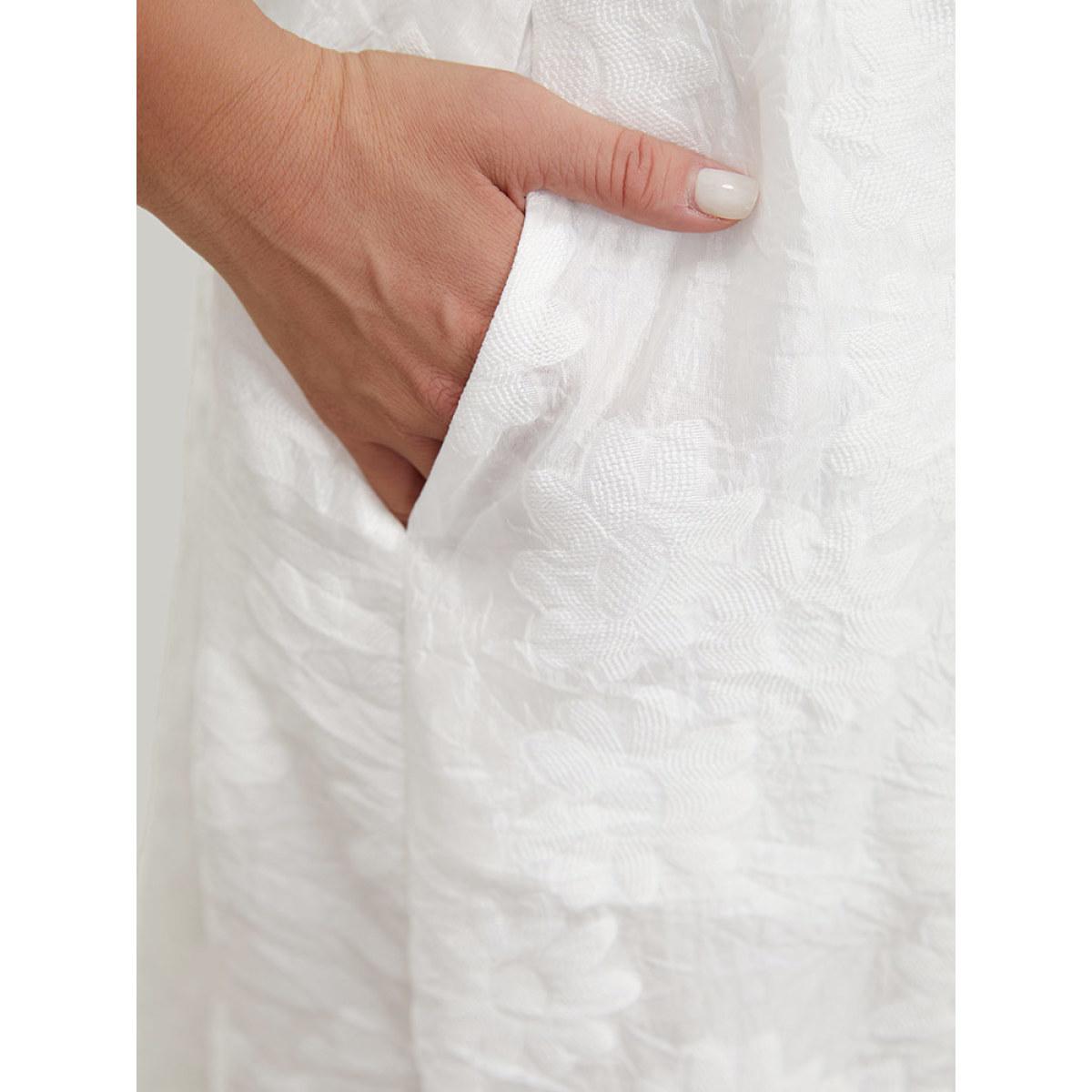 Plus Size Solid Floral Print Pocket Midi Skirt Women White Elegant Heather No stretch Pocket Dailywear Skirts BloomChic 10/M Product Image