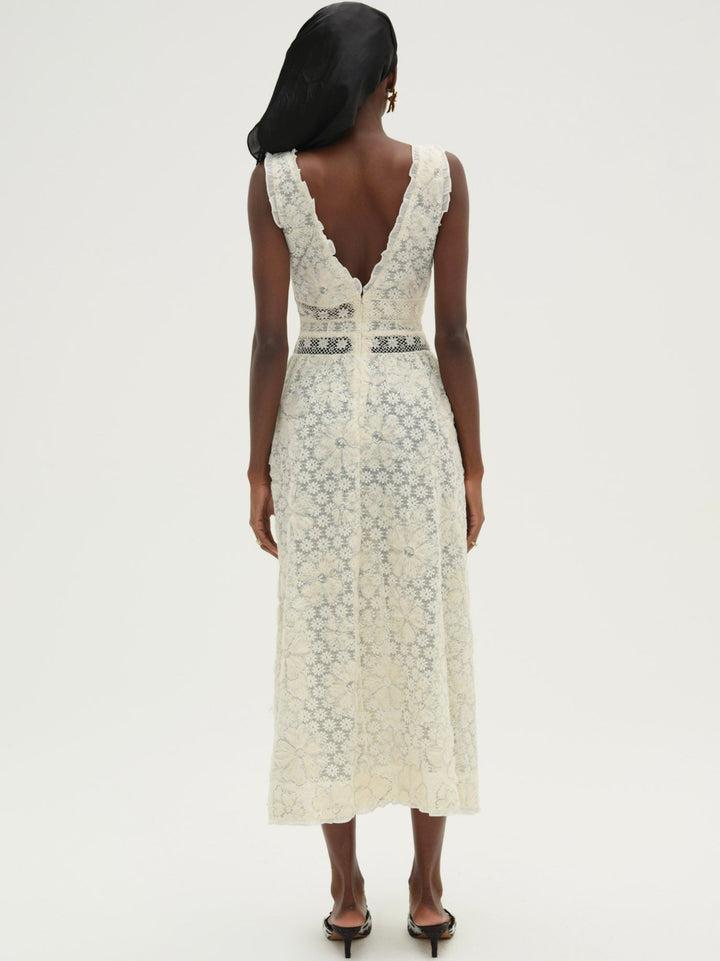 Snowflake Daisy Midi Dress — Ivory Product Image