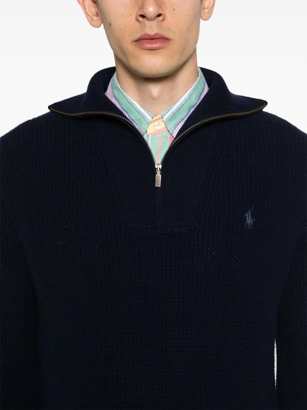 waffle knit zip-up jumper Product Image