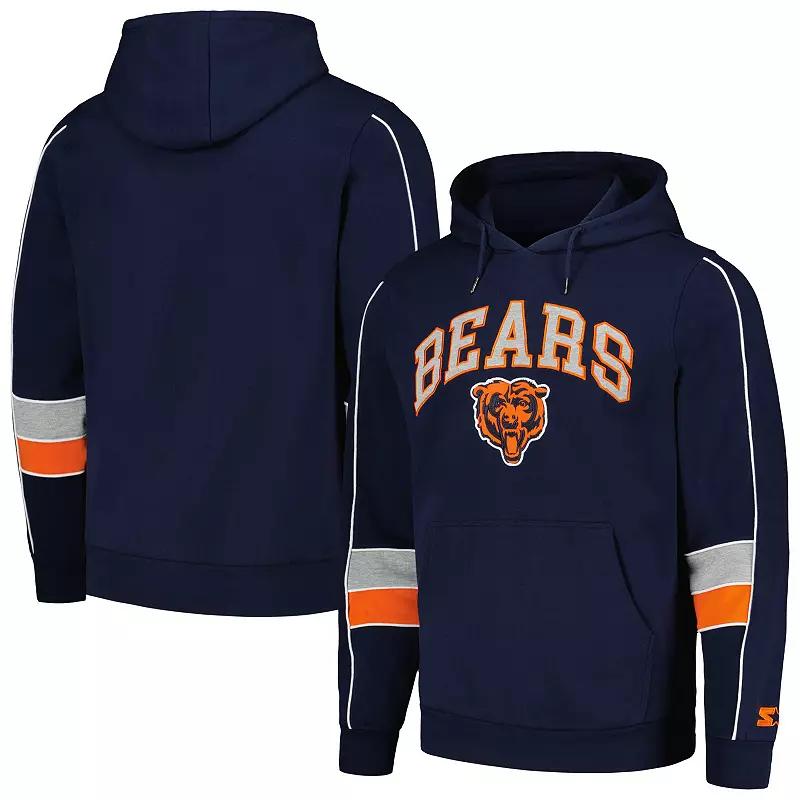 Men's Starter Navy Chicago Bears Captain Pullover Hoodie,  Product Image
