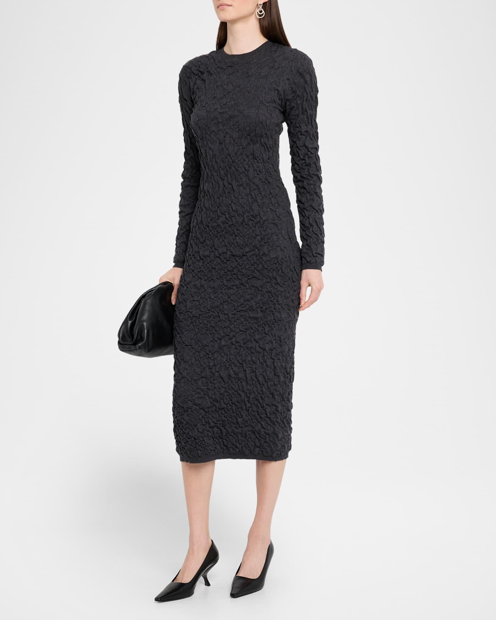Bodycon Crinkled Knit Midi Dress Product Image