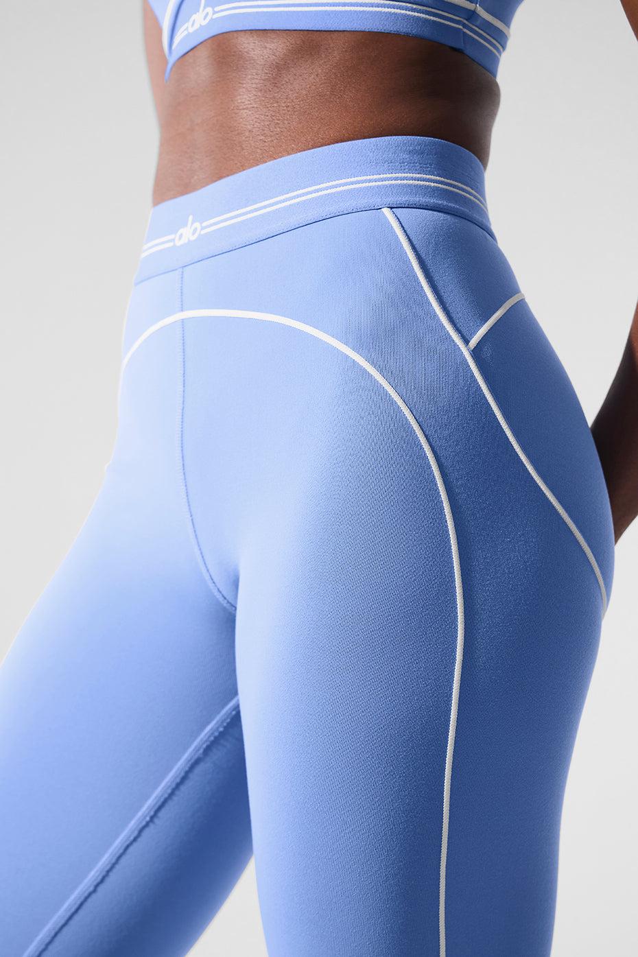 Airbrush High-Waist Heart Throb Legging - Crystal Clear Blue/White Product Image