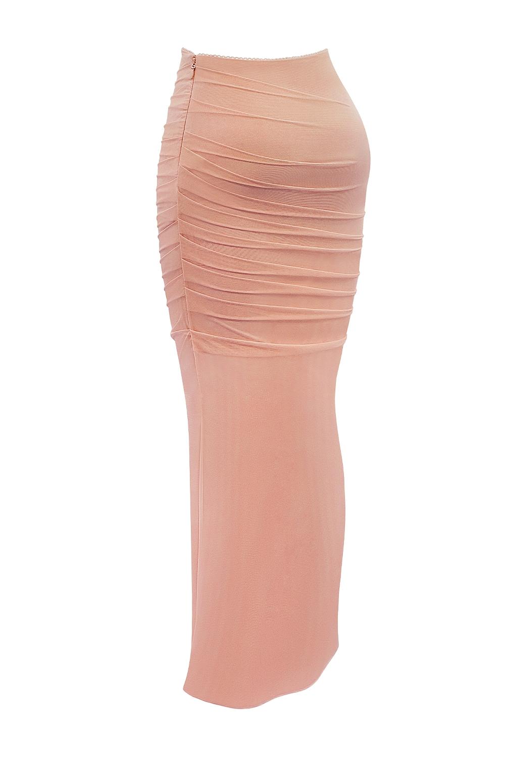 Hallie  peach strapless corset with neck scarf Product Image