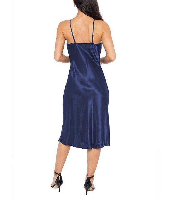 Jump Cowl Neck Sleeveless Strap Detail Satin Midi Dress Product Image