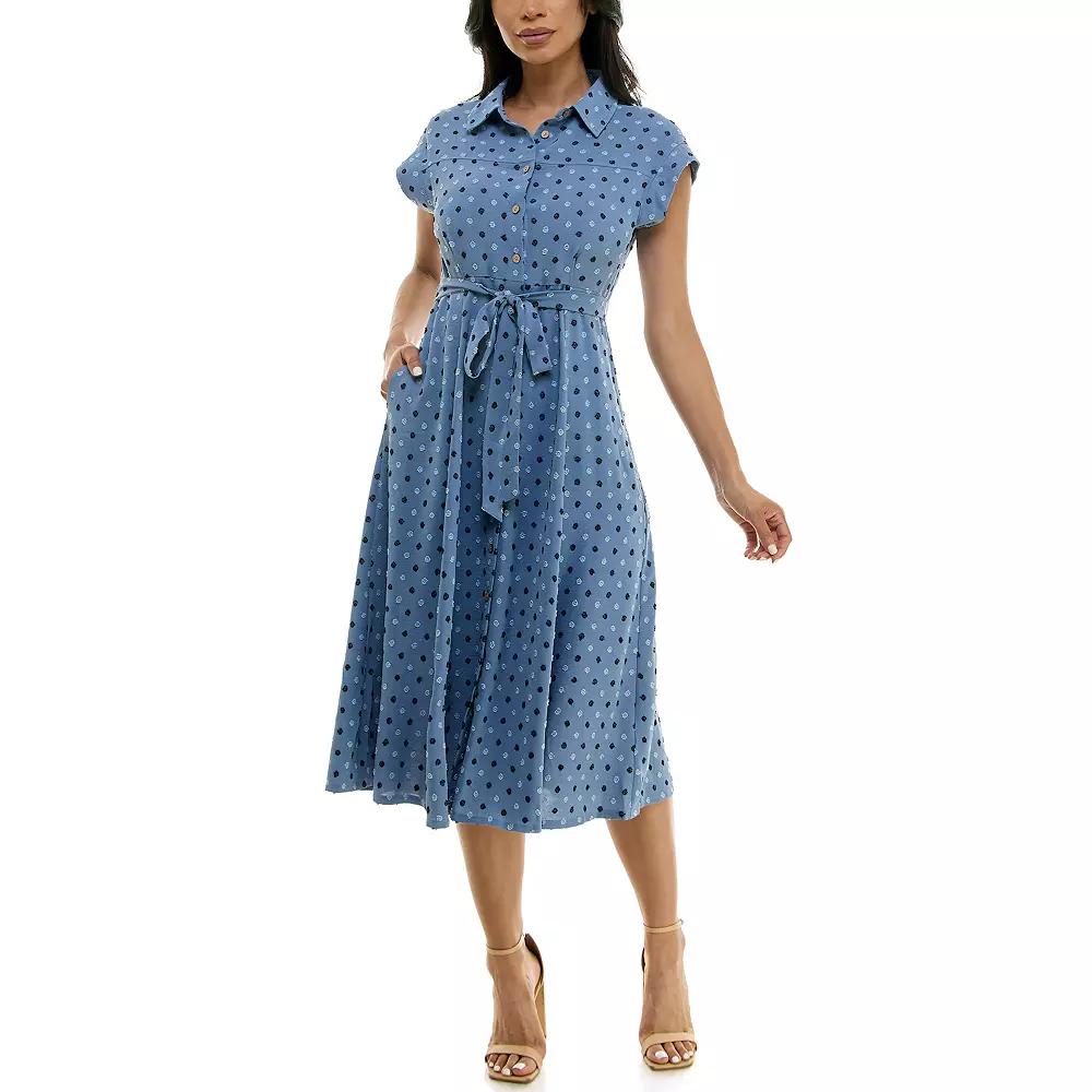 Women's Nina Leonard Collared Button Front Shirt Dress,  Product Image