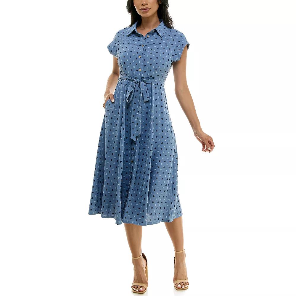 Women's Nina Leonard Collared Button Front Shirt Dress,  Product Image