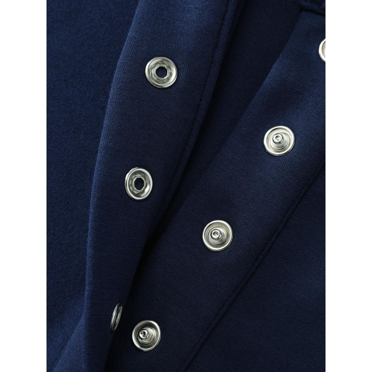 Plus Size Supersoft Ribbon Detail Contrast Sweatshirt Women Navy Leisure Woven ribbon&lace trim Turtleneck Casual Sweatshirts BloomChic 28/5X Product Image