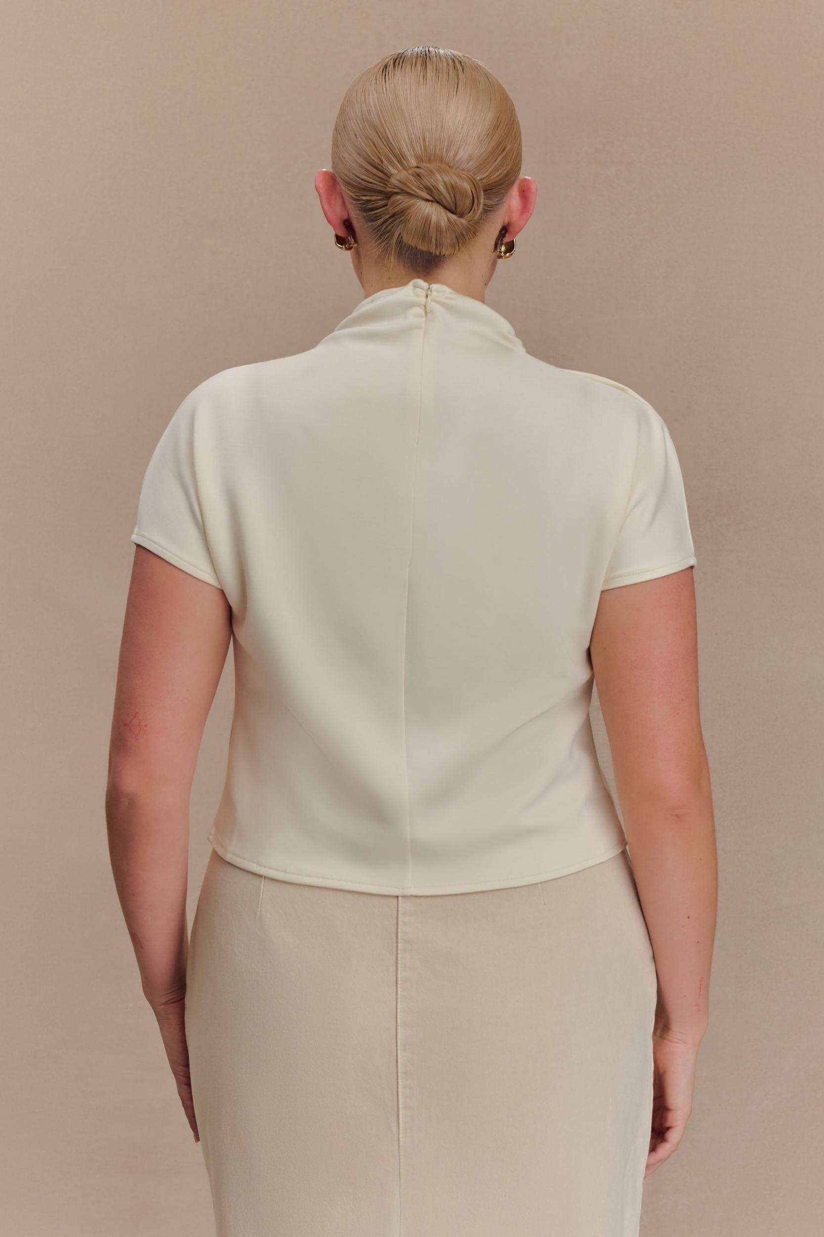 Eris High Neck Scuba Jersey Top - Ivory Product Image